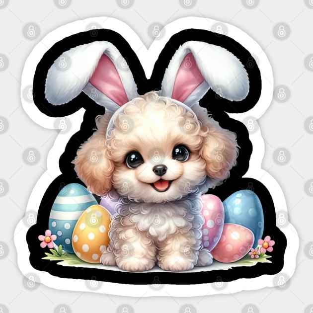 Puppy Poodle Bunny Ears Easter Eggs Happy Easter Day Sticker by SuperMama1650